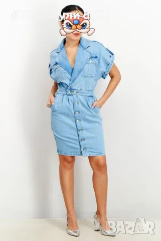 Дънкова рокля с прехлупка от Fashion Room, снимка 2 - Рокли - 50142981