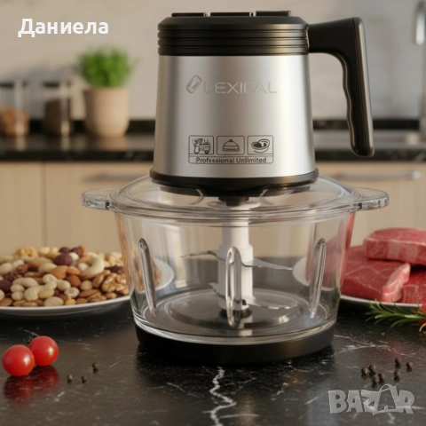 Електрически чопър Lexical LCH-1956 с 6 титаниеви ножа и стъклена купа, снимка 6 - Чопъри и пасатори - 52930531