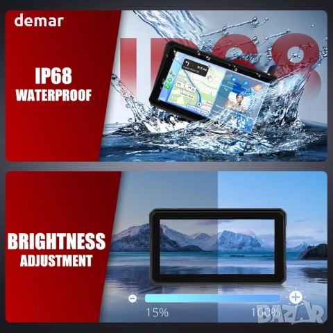 Rimoody екран за мотоциклет с Bluetooth, 6-инчов сензорен екран, снимка 5 - Аксесоари и консумативи - 51469392