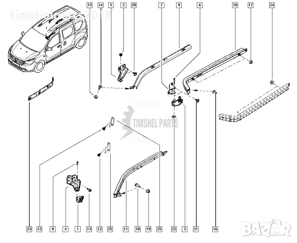 3 бр. Ролки за плъзгаща врата Dacia Dokker,Renault Kangoo, Mercedes Citan, снимка 2 - Части - 49503578
