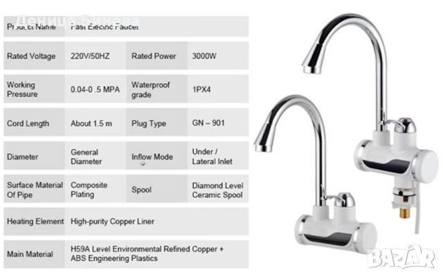 Смесител за вода с нагревател, снимка 7 - Бойлери - 50901554