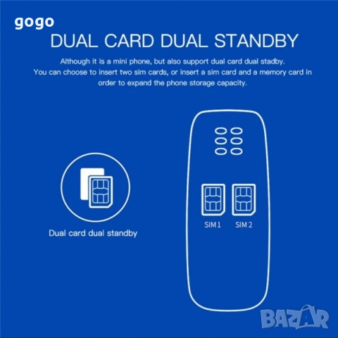 L8STAR BM10 Dual SIM Bluetooth съвместим мини бар телефон 2G GSM 0.66 инчов екран мобилен телефон, снимка 10 - Други - 50596579