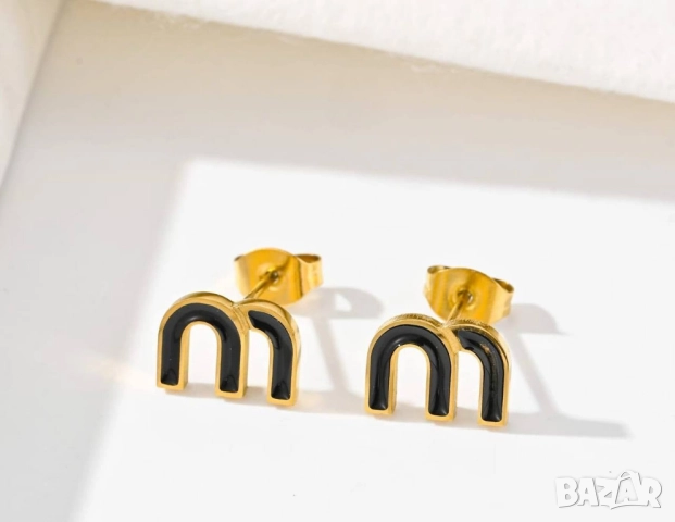 обеци от висококачествена медицинска стомана miu miu, снимка 2 - Обеци - 52093063