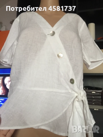 Ленена блуза тип сако H&M (нова, с етикет), размер 44, снимка 2 - Корсети, бюстиета, топове - 51742165