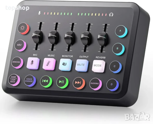 Звукова, саунд карта Facmogu F11 аудио миксер за поточно предаване, XLR, DJ миксерни ефекти, 48V, снимка 7 - Еквалайзери - 50494970