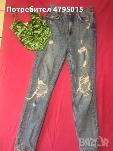 Дамски сет Дънки-Хс размер,Потник-Хс размер