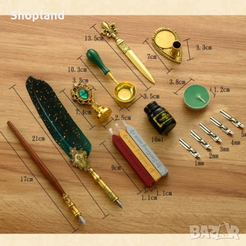 Луксозен комплект за калиграфия с перо, мастило и восъчен печат, снимка 3 - Арт сувенири - 51769399