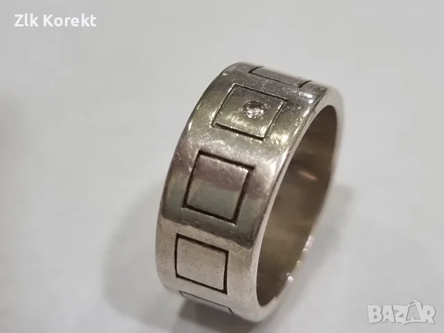 Сребърен пръстен с диамант, снимка 10 - Пръстени - 56534076