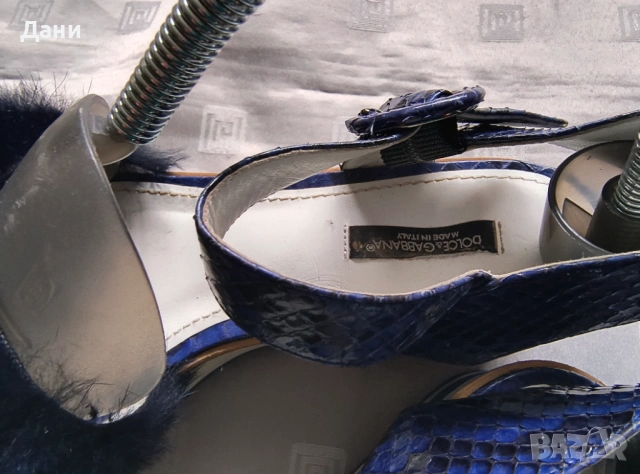 Сини екзотични кожени сандали DOLCE&GABBANA, снимка 5 - Сандали - 53963413