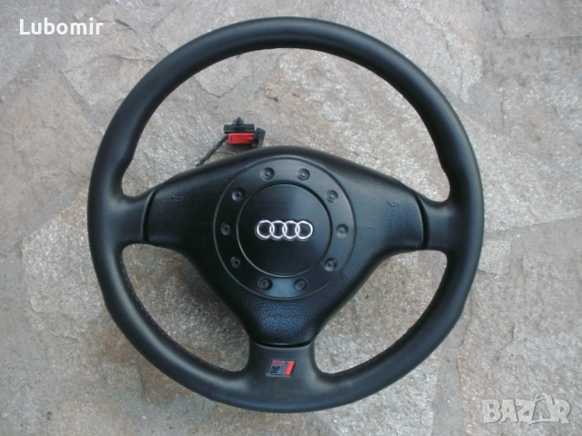 Трилъчев волан - кожен S Line - Audi A4 B5 - 1995 г до 1997 год. и за Ауди А6 и А8  !, снимка 3 - Части - 54269454
