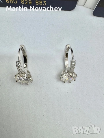 Сребърни обеци с мойсанит (Диамант) 2 карата, снимка 10 - Обеци - 54243053