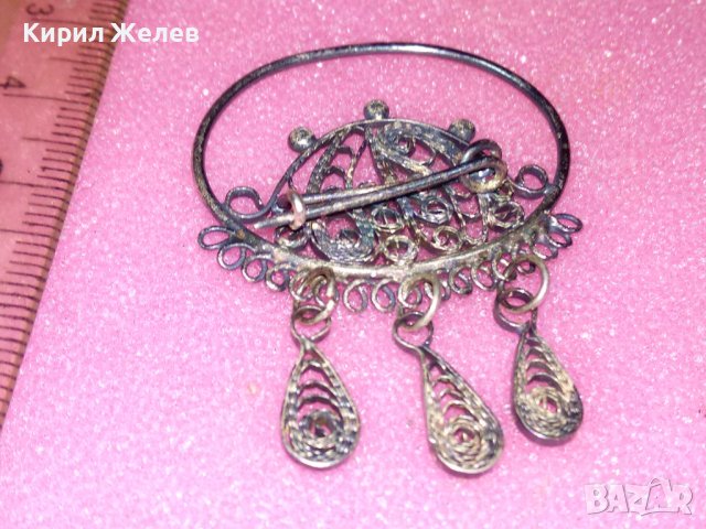 СТАРА ФИЛИГРАННА СРЕБЪНА БРОШКА СРЕБРО ВИСОКА ПРОБА РЕТРО БИЖУ РЪЧНА МАЙСТОРСКА ИЗРАБОТКА 42075, снимка 5 - Антикварни и старинни предмети - 44394422