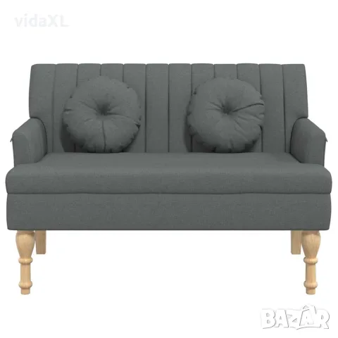 vidaXL Пейка с възглавници, тъмносиво, 113x64,5x75,5 см, плат, снимка 4 - Дивани и мека мебел - 56147429