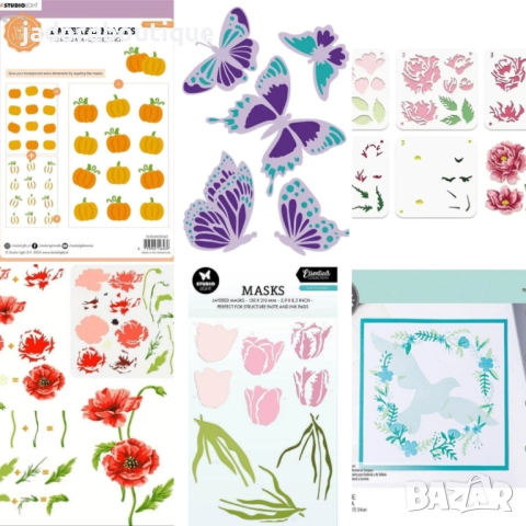 Многослоен шаблон за декупаж/ микс медия/ декорация различни видове