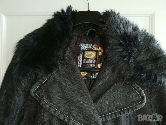 Дамско зимно  яке KILLER LOOP, size S, дънков плат, с подвижна яка от еко кожа, ,много запазено, снимка 2 - Якета - 27419978