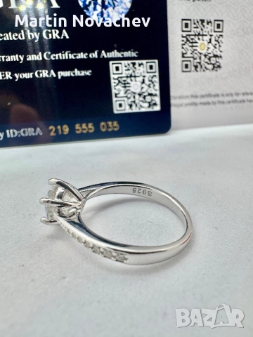 Сребърен пръстен с мойсанит (Диамант) 1 карат, снимка 7 - Пръстени - 51516731