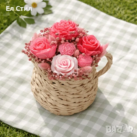 Букет от восъчни цветя, снимка 3 - Декорация за дома - 53915420