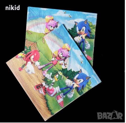 Соник Sonic 10 парти салфетки рожден ден, снимка 2 - Други - 29825428