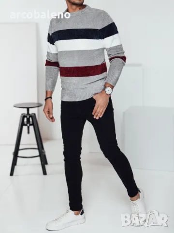 Мъжки пуловер на райе, 3цвята , снимка 11 - Пуловери - 48259762