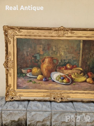 Изключителна огромна антикварна авторска майсторска картина масло върху платно , снимка 5 - Антикварни и старинни предмети - 50644642