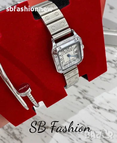 Cartier часовник с гривна в сребристо, снимка 3 - Дамски - 56045782