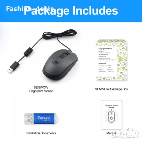 Нова кабелна компютърна мишка 1200 DPI сензор за пръстови отпечатъци, снимка 6 - Други - 33695548