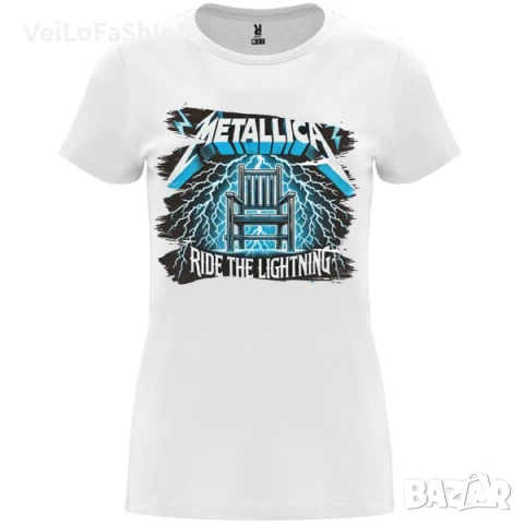 Нова дамска тениска на музикалната група Metallica - Ride the Lightning в бял цвят 