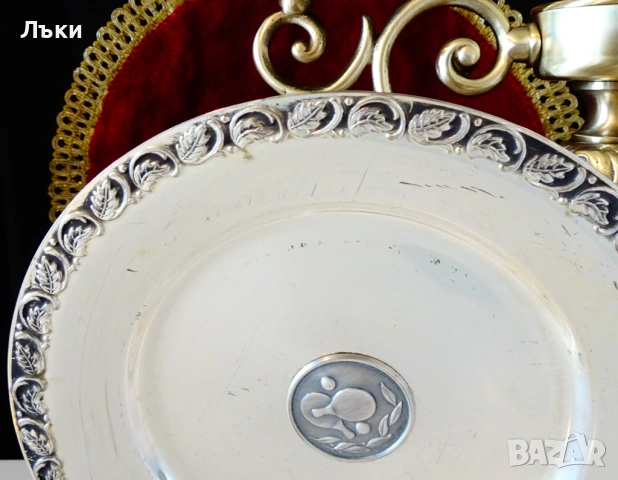 Посребрена чиния от месинг,плакет,тенис на маса. , снимка 2 - Антикварни и старинни предмети - 54282761