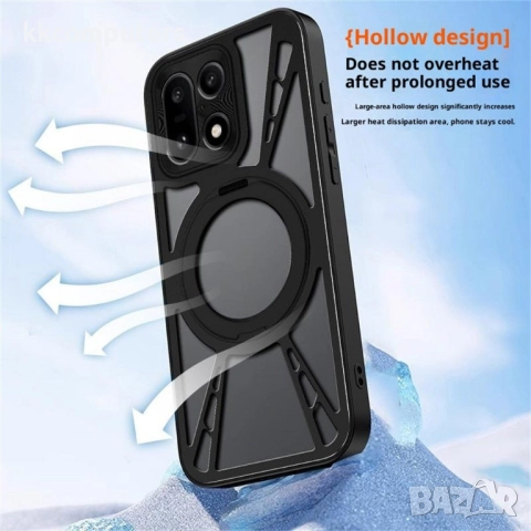 Магнитен калъф за OnePlus 15 5G- TPU + PC + Метал, MagSafe, Стойка, Защита от прегряване, Вкл. Проте, снимка 6 - Резервни части за телефони - 52610739