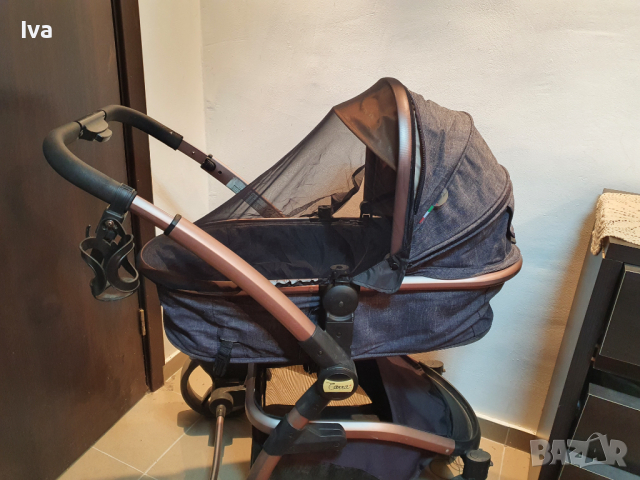Комбинирана бебешка количка 3 в 1 Carra Tesoro Деним, снимка 9 - Детски колички - 44793271