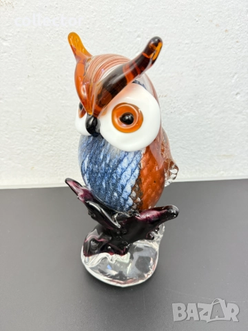 Стъклена фигурка на бухал в стил Мурано. №7645, снимка 8 - Колекции - 52561765