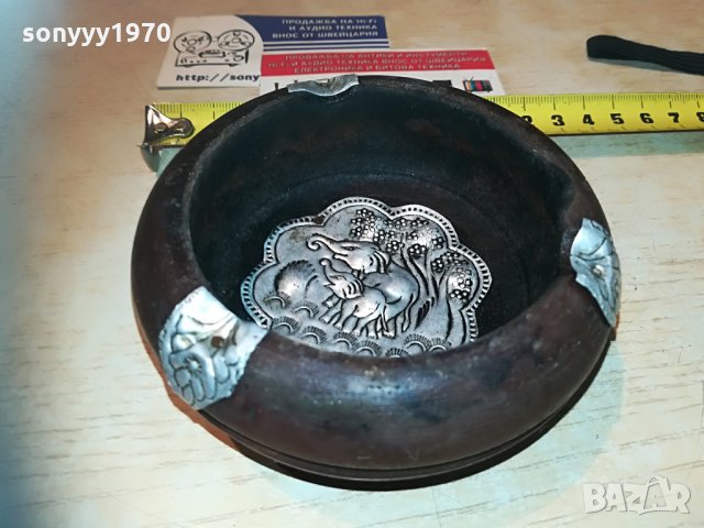 пепелник от езотично дърво и обков-внос франция, снимка 2 - Колекции - 30119823