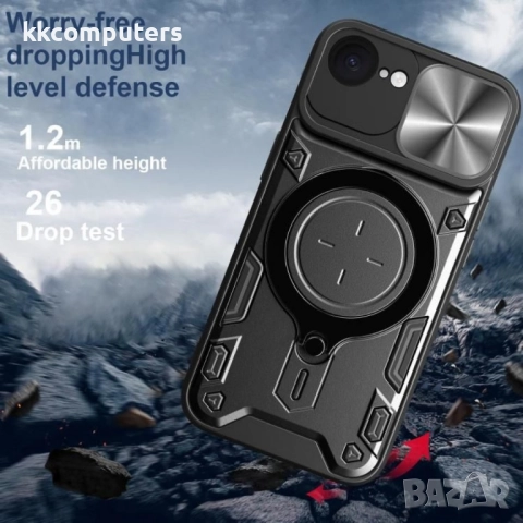 Apple iPhone 16e Удароустойчив CD Texture Sliding /Camshield Magnetic Holder Калъф и Протектор, снимка 6 - Калъфи, кейсове - 52687442