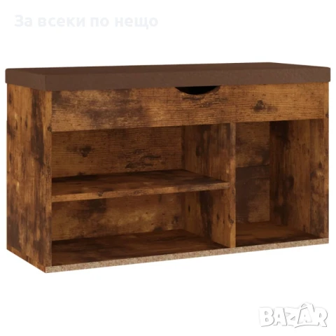 Пейка за обувки с възглавница, опушен дъб, 80x30x47 см, ПДЧ  Код P868, снимка 8 - Шкафове - 50993593