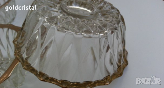 Ретро кристални купички с златен кант, снимка 2 - Антикварни и старинни предмети - 16642081