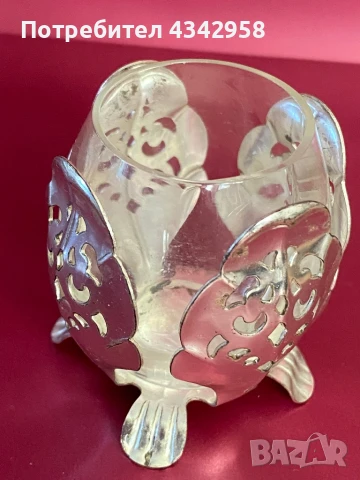 Стъклен свещник.Германия., снимка 3 - Декорация за дома - 51343337