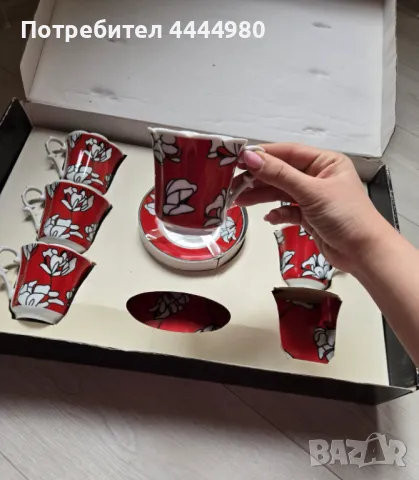 Сервиз от 6 броя за кафе с табличка, снимка 2 - Сервизи - 49897497