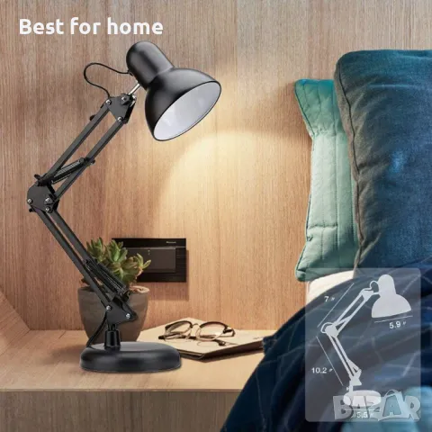Настолна лампа с метално въртящо се рамо PowerKing, снимка 3 - Настолни лампи - 50022556