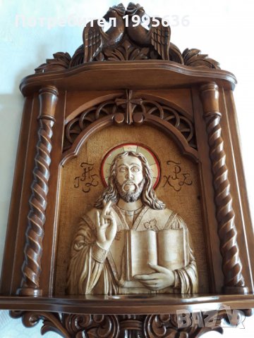 Дърворезба- домашен иконостас с резбован релеф на Исус Христос, снимка 3 - Други - 29190441