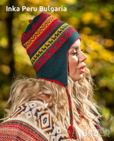 Автентична двулицева перуанска шапка Chullo различни цветове, снимка 4 - Шапки - 40190376