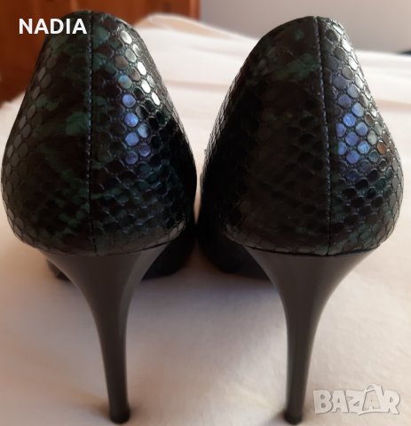 Обувки на ток в тъмнозелен цвят., снимка 4 - Дамски елегантни обувки - 30276853
