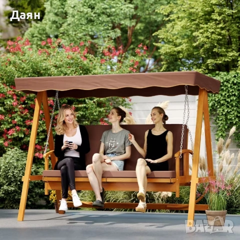 Люлееща се пейка 2в1, холивудска люлка Outsunny , снимка 7 - Градински мебели, декорация  - 53203434