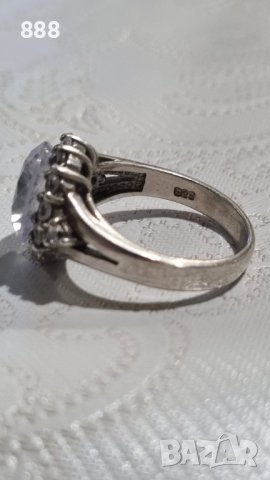 Сребърен пръстен 925 проба с бял камък , снимка 5 - Пръстени - 44200084