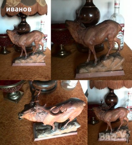 голяма дървена статуя на елен -дърворезба, снимка 3 - Антикварни и старинни предмети - 30058689