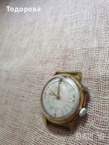 Полет -позлатен- 20 микрона,механичен  с опция -аларма.Работещ., снимка 2 - Антикварни и старинни предмети - 39803303