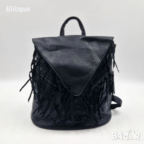 Дамска раница от еко к. с ресни – бохо стил, удобство и обем (36×30×16 см), снимка 6 - Чанти - 52459518