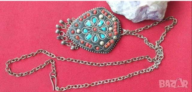 Старо кулие талисман амулет с корали и тюркоаз 