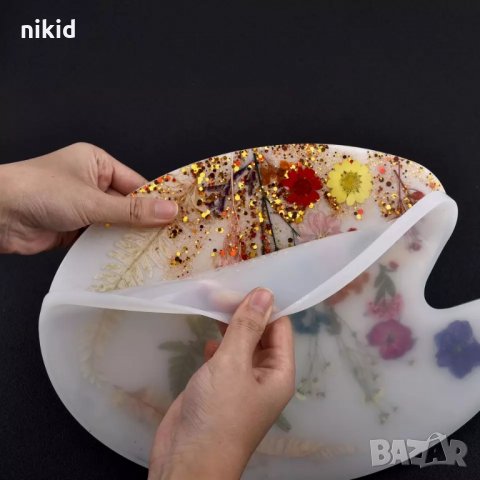 Голяма палитра поднос дъска за художник силиконов молд форма смола , снимка 3 - Форми - 34250883