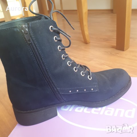 Боти/ кубинки тъмносин велур, 40 н., отл.съст, снимка 6 - Дамски боти - 34169634