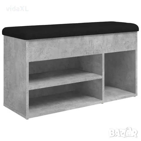 vidaXL Пейка за обувки, бетонно сив, 82x32x45,5 см, инженерно дърво